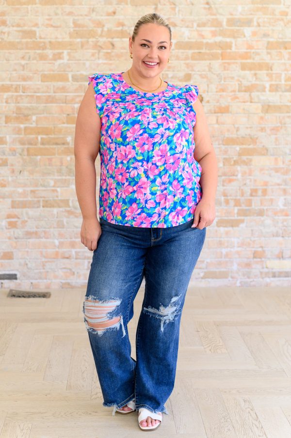Petals on the Moon Flutter Sleeve Blouse in Royal Pink For Cheap - Image 2