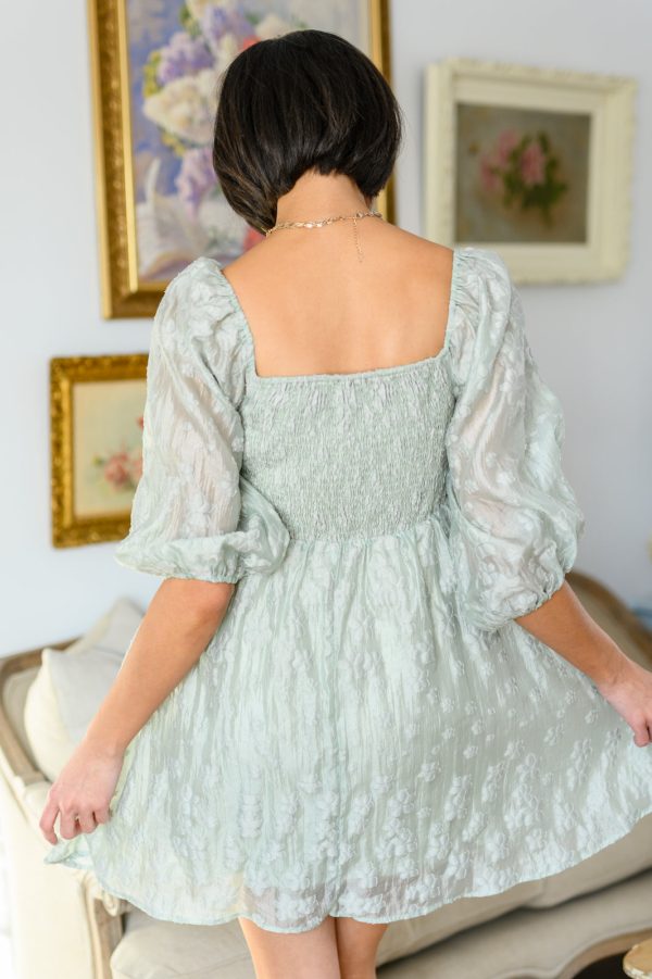 Spotting Fairies Puff Sleeve Dress in Sage Cheap - Image 4