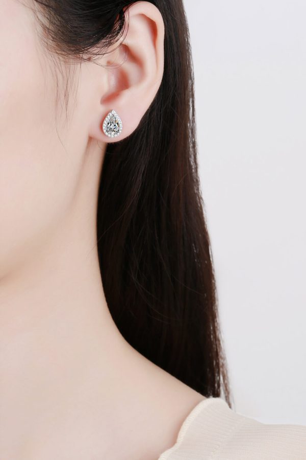 Moissanite Teardrop Stud Earrings For Discount - Image 2