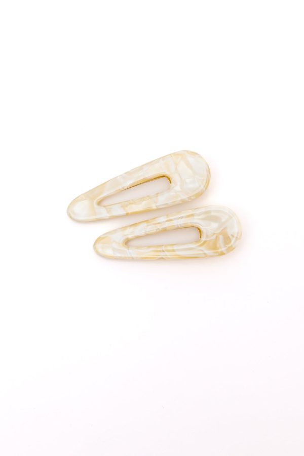 2 Pack Teardrop Hair Clip in Gold Shell Cheap - Image 3