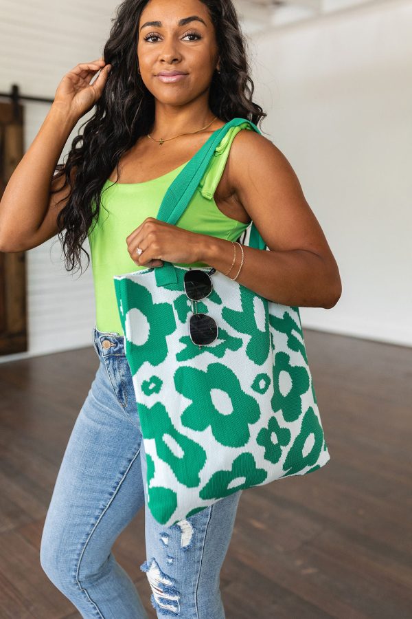 Lazy Daisy Knit Bag in Green Cheap - Image 5