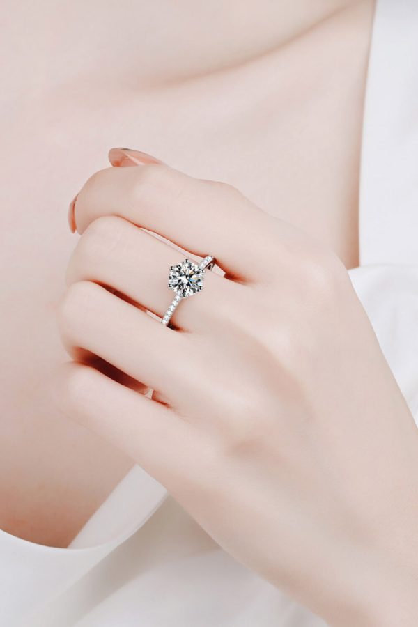 925 Sterling Silver 2 Carat Moissanite Ring Sale - Image 5