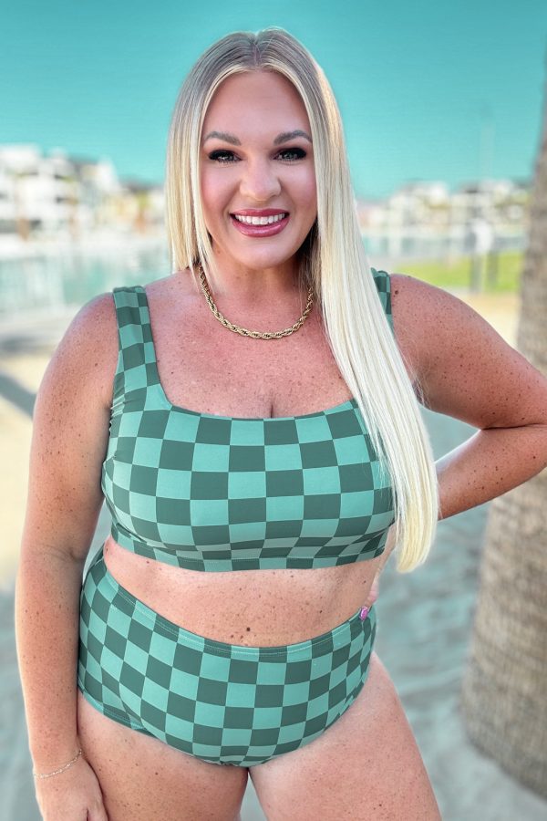 Bali Checkered High Waisted Swim Bottoms Fashion