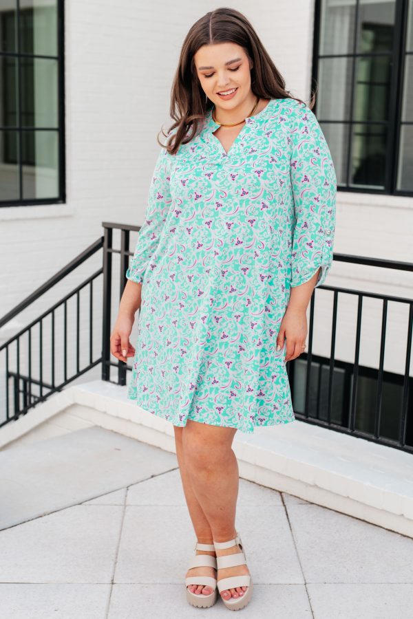 Lizzy Dress in Mint and Magenta Online Sale - Image 2