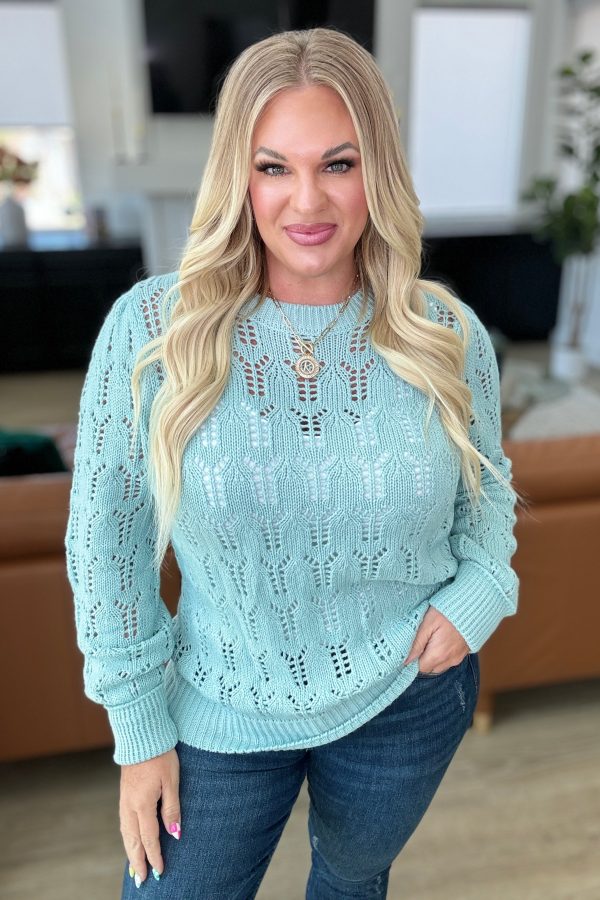 Hole In One Sheer Pointelle Knit Sweater For Cheap - Image 2
