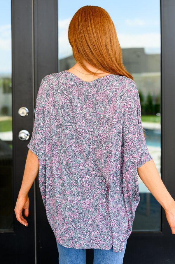 Essential Blouse in Grey and Pink Paisley Online Sale - Image 4
