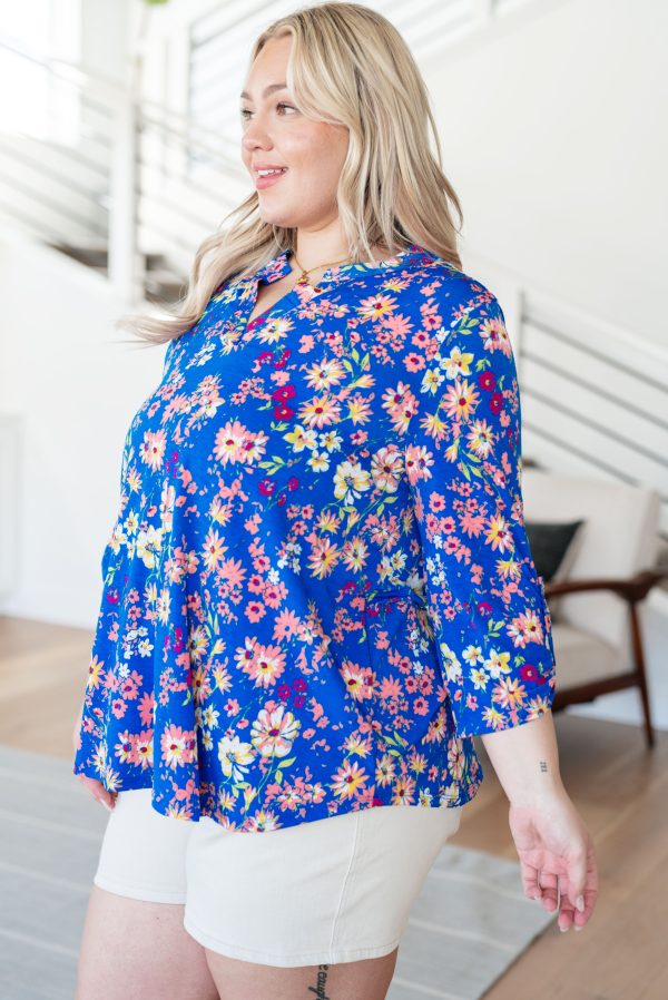 Lizzy Top in Royal and Blush Floral Hot on Sale - Image 5