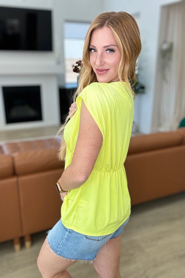Rhea Peplum Top in Neon Yellow For Discount - Image 5