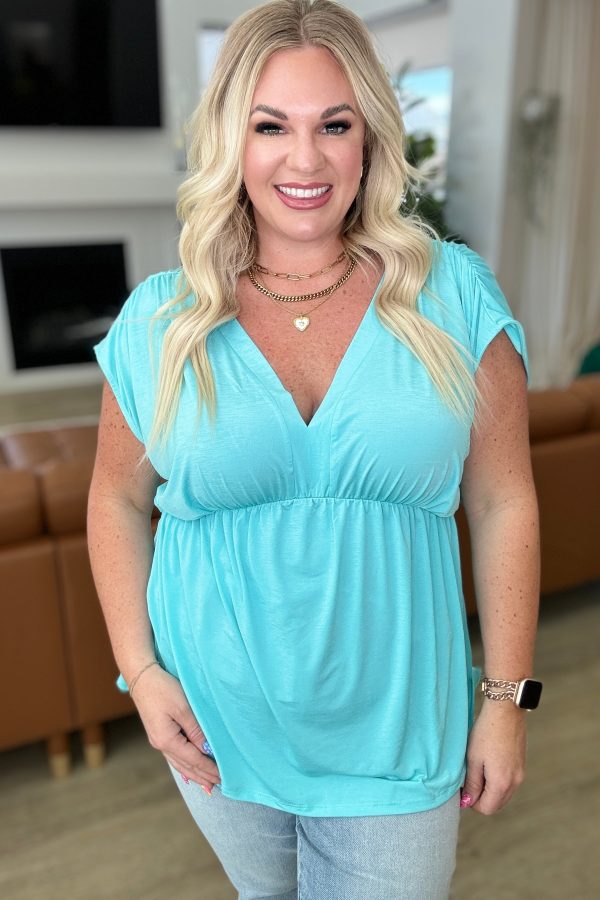 Rhea Peplum Top in Neon Blue on Sale